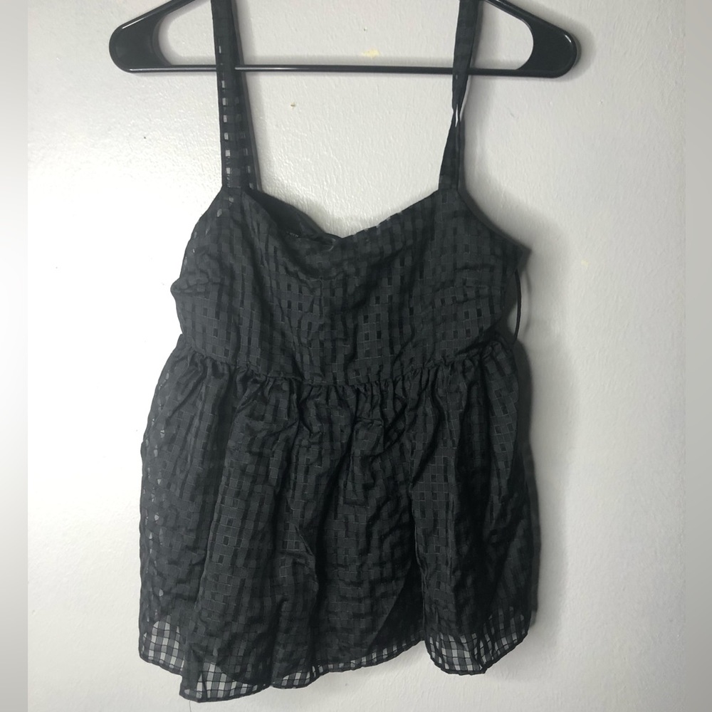 Zara Spaghetti Strap Organza Top Black Size XS